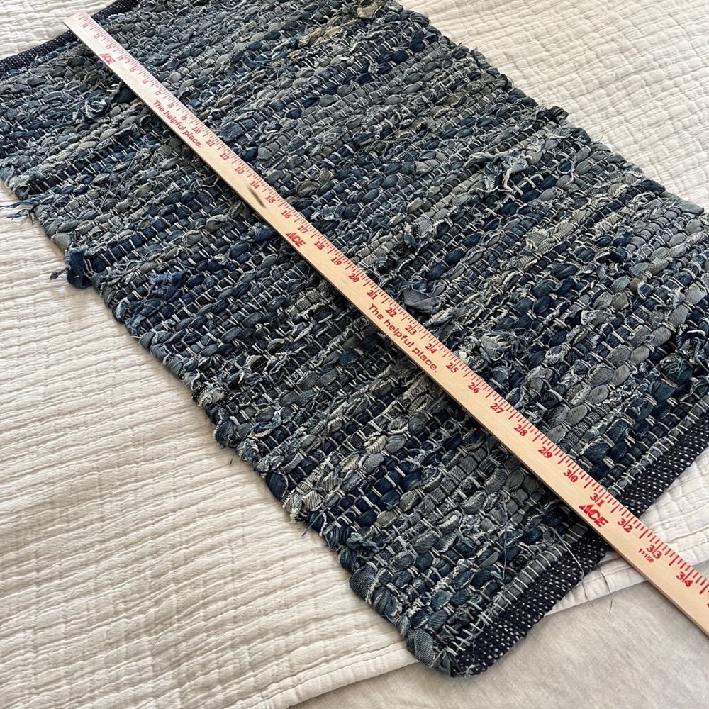 Recycled Denim Rag Rug 20x32 - Picture 5 of 5
